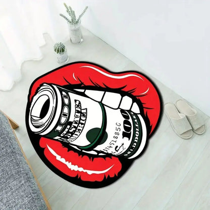 Lips & Money Graphic Area Rug – Indoor Outdoor Door Mat