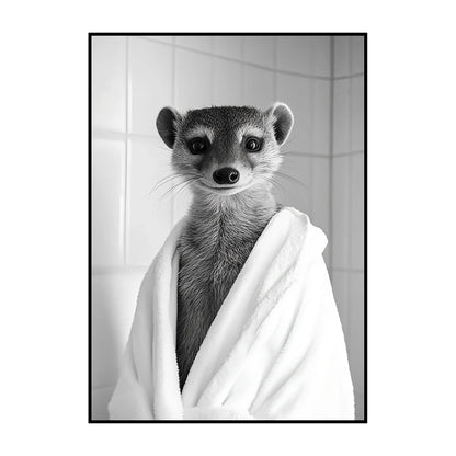 Funny Animal Bathroom Wall Art Poster – Quirky Wildlife in Bathrobe Print