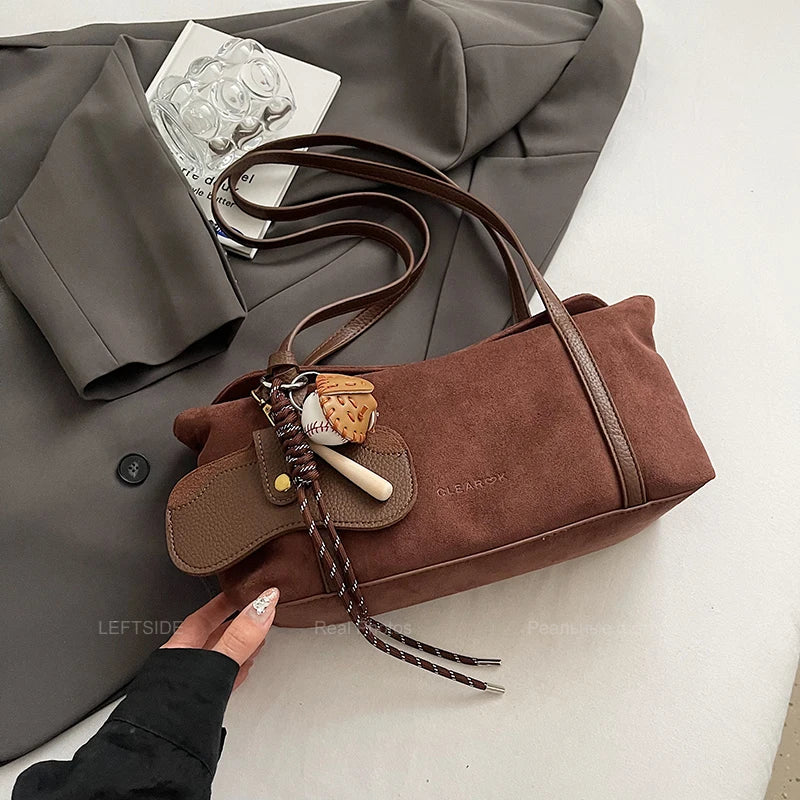 Women Small Faux Suede Shoulder Bag