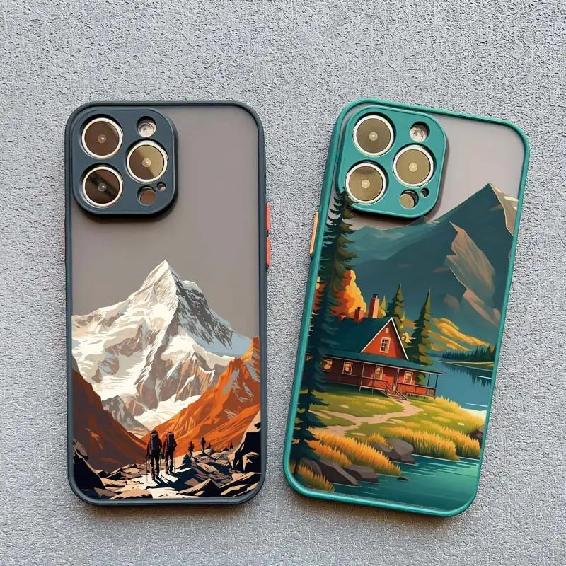 Mountain Peaks Landscape iPhone Case – Shockproof Frosted Cover