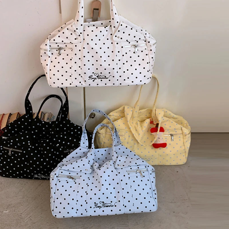 Korean Polka Dot Tote Bag Large Capacity Casual Handbag