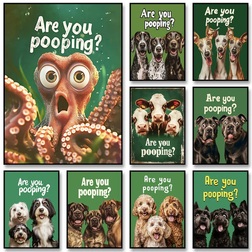 Funny Cow Poster – Are You Pooping? Farm Animal Bathroom Art