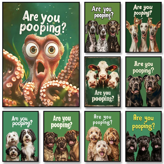 Funny Cow Poster – Are You Pooping? Farm Animal Bathroom Art