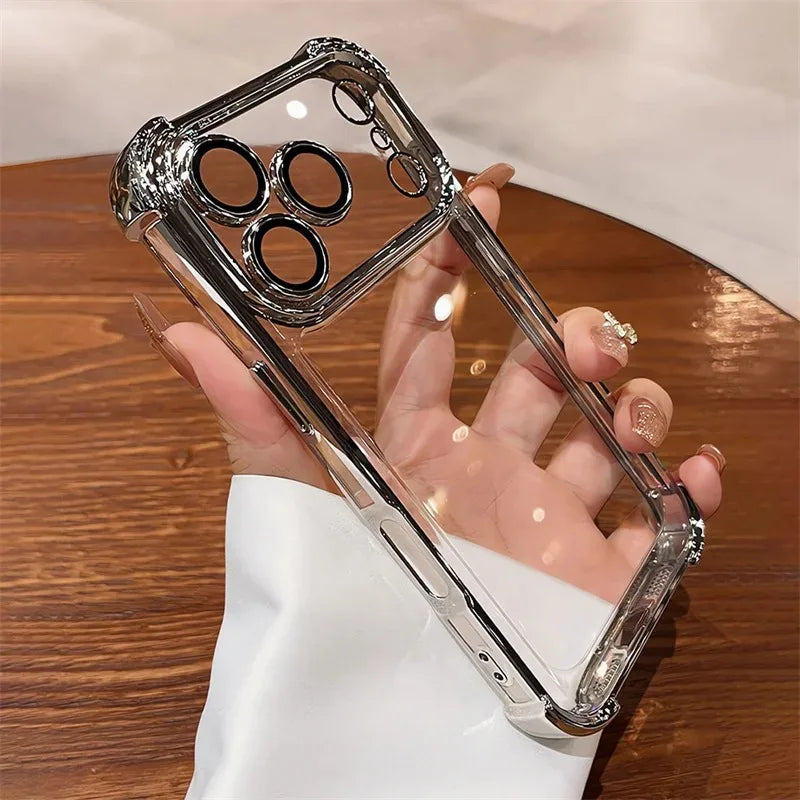 Electroplate Shockproof Clear iPhone Case with Lens Protector for iPhone 17 Series