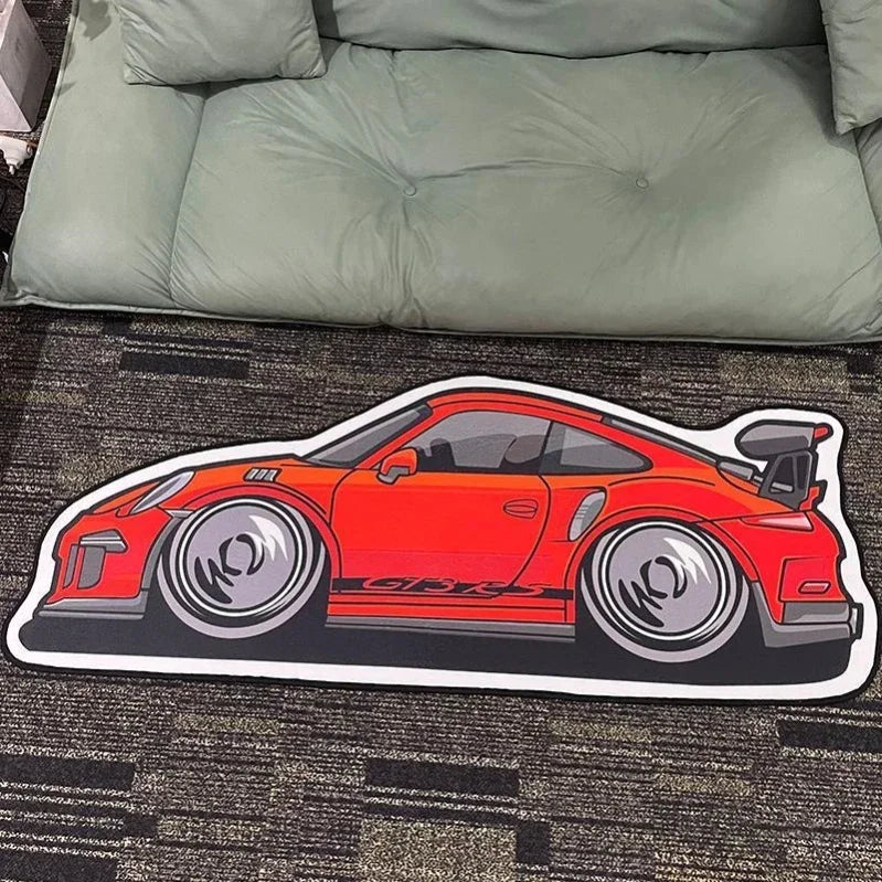 JDM Car Shaped Rug – Non-Slip Decorative Floor Mat for Bedroom & Living Room