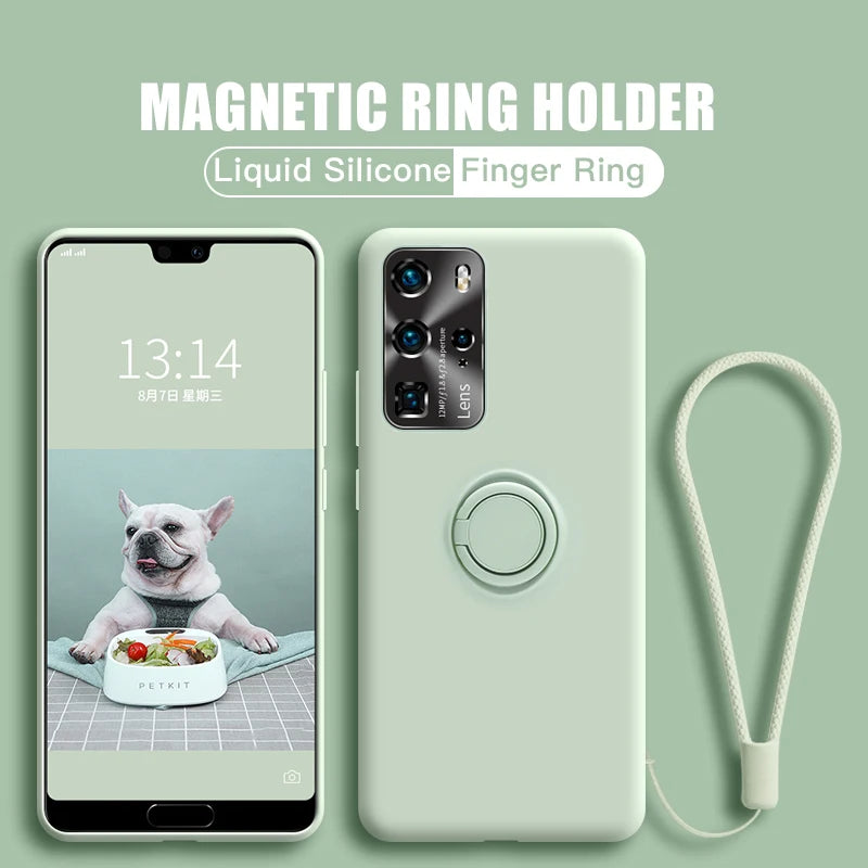 Ring Holder Silicone Case for Samsung Galaxy – Strap Included