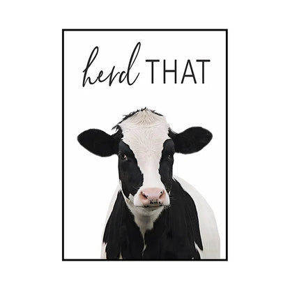 Funny Animal Bathroom Wall Art Poster – Cow, Donkey, Llama, Goat Print