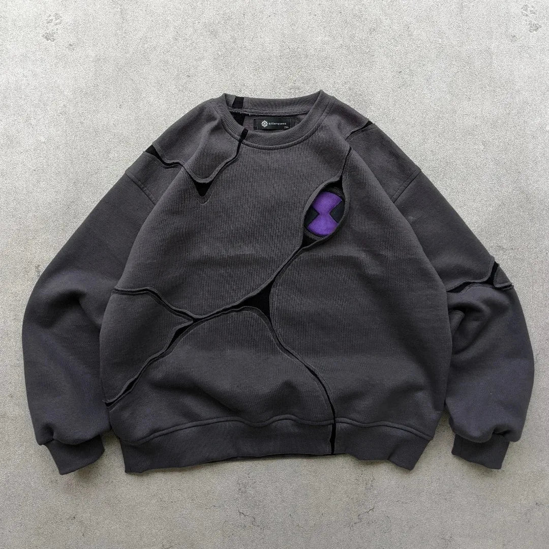 Alien Patchwork Embroidered Hoodie – Women's Streetwear Sweatshirt