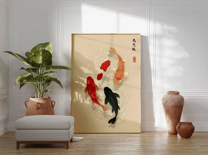 Koi Fish Poster – Japanese Minimalist Asian Wall Art Print