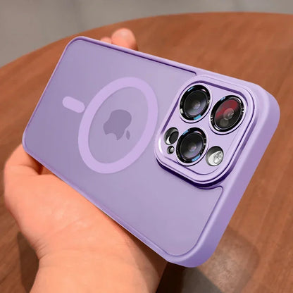 Magnetic Luxury Lens Protector Matte Translucent Case For iPhone 17/ 16/15/14/ 13/ 12/ 11 Pro Max For Magsafe Wireless Charger Cover