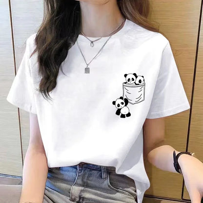 Panda Pocket Graphic T-Shirt for Women – Cute Summer Tee