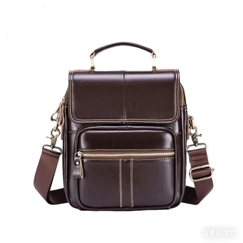 Genuine Leather Men's Crossbody Bag – Vintage Coffee Brown
