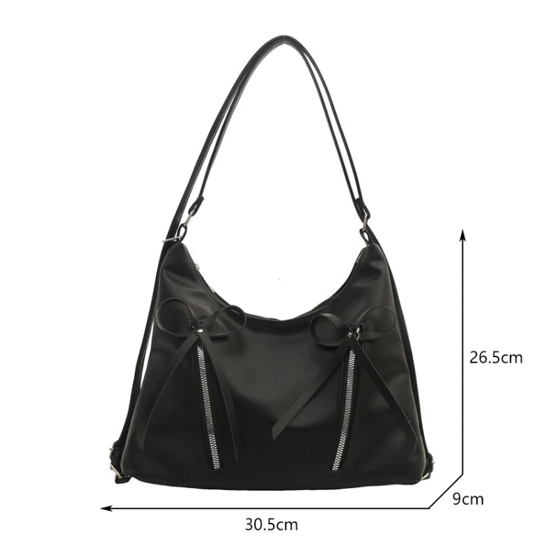 Silver Small Bow Pu Leather Shoulder Bags