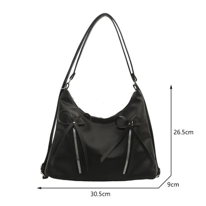 Silver Small Bow Pu Leather Shoulder Bags
