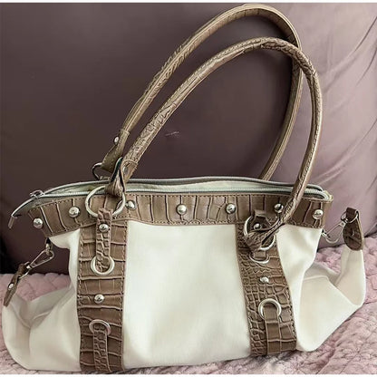 Brand Retro Y2k Shoulder Bag High-end Niche Riveted Motorcycle Bag