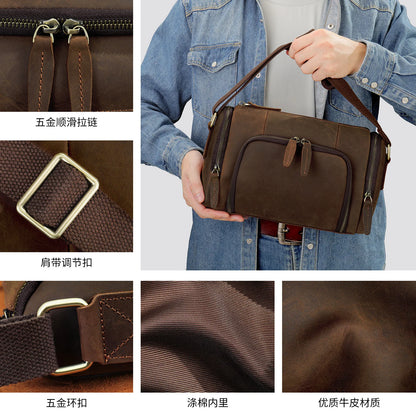 Genuine Cow Leather Men's Crossbody Messenger Shoulder Bag