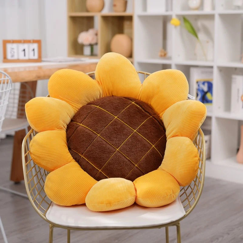 Sunflower Flower Shaped Plush Throw Pillow