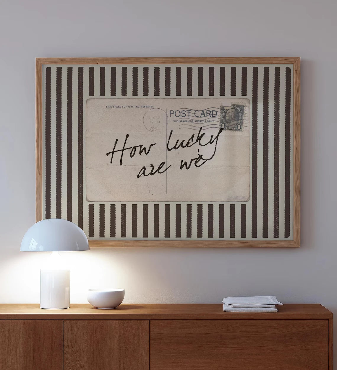 How Lucky Are We Wall Art Poster – Coquette Vintage Postcard Print