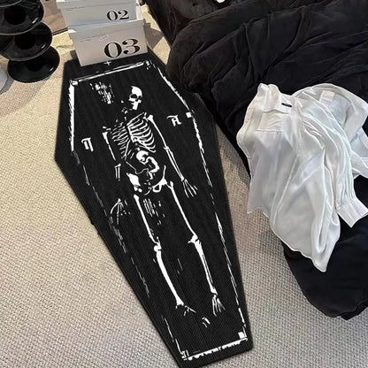 Gothic Skull Coffin Rug – Halloween Non-Slip Floor Mat