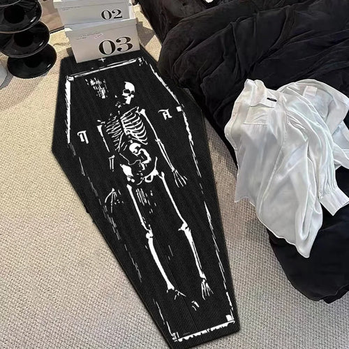Gothic Skull Coffin Rug – Halloween Non-Slip Floor Mat