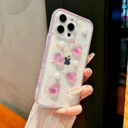 3D Cherry Love Heart iPhone Case – Cute Epoxy Shockproof Cover