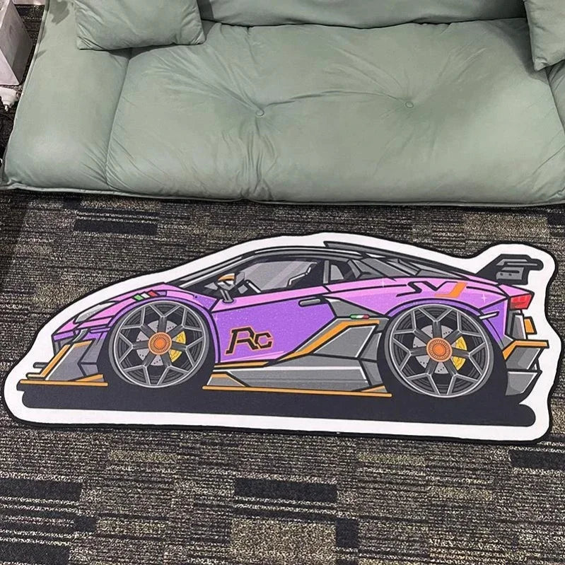 JDM Car Shaped Rug – Non-Slip Decorative Floor Mat for Bedroom & Living Room