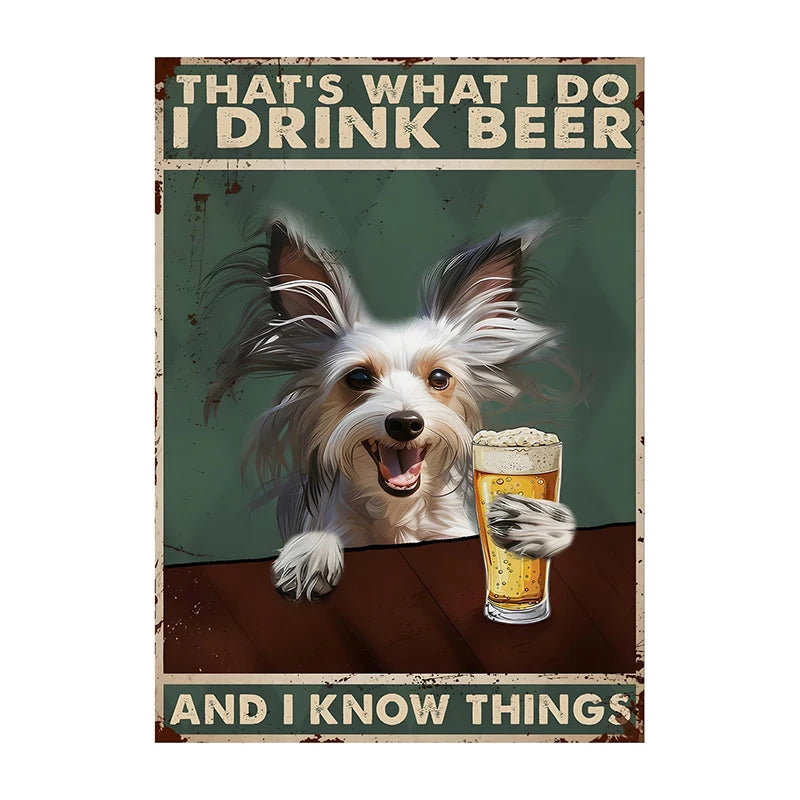 Funny Dog Beer Poster – That's What I Do I Drink Beer Wall Art