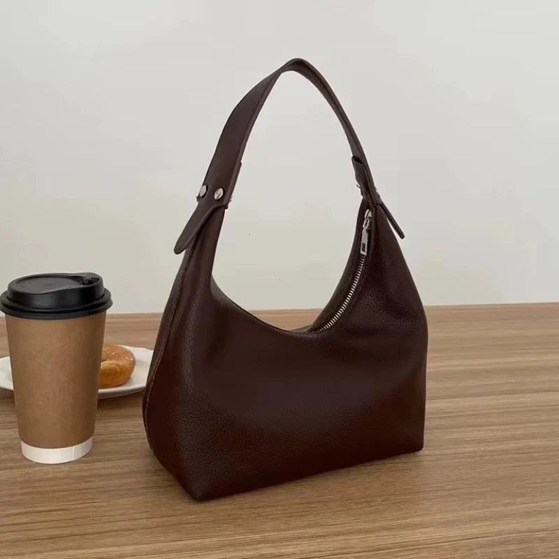 Women Vintage Underarm Bag PU Leather Soft Hobo Shoulder Bags
