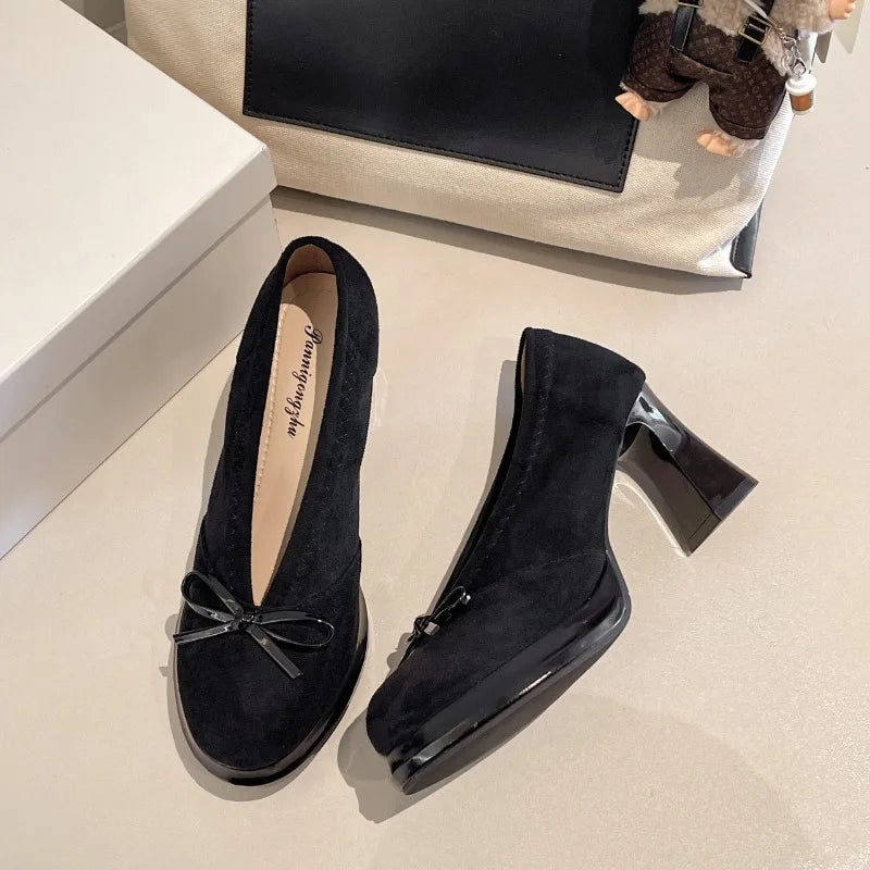 Bow Accent Mid Heel Pumps – Women's Elegant Dress Shoes