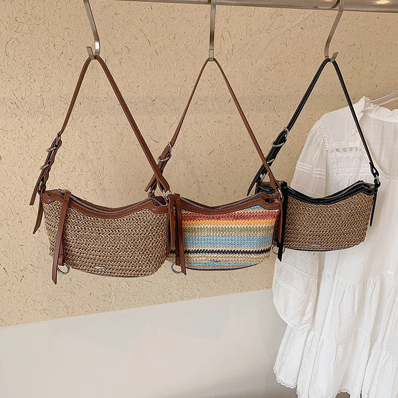 Woven Straw Crossbody Bag for Women – Boho Vacation Shoulder Bag