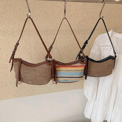 Woven Straw Crossbody Bag for Women – Boho Vacation Shoulder Bag