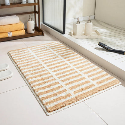 Plaid Bath Mat – Non-Slip Absorbent Bathroom Rug