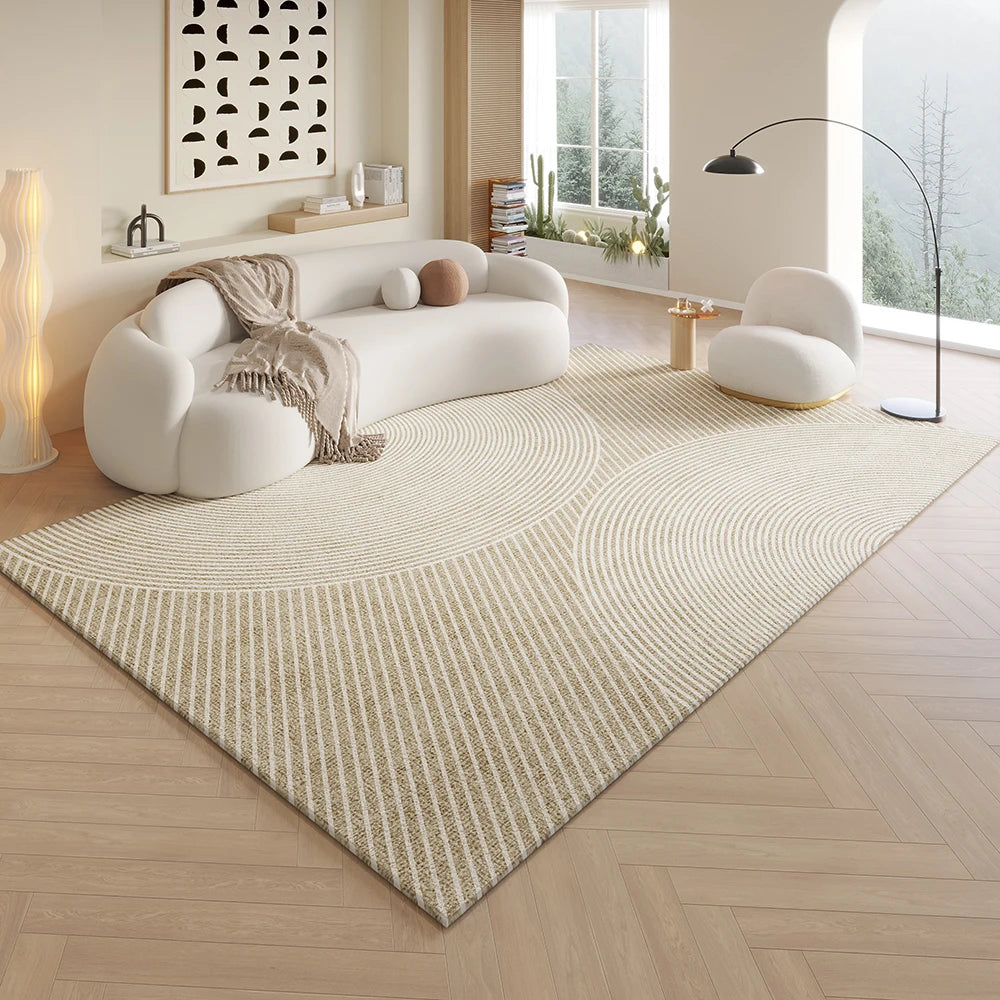 Cream Minimalist Area Rug – Soft Textured Living Room Carpet
