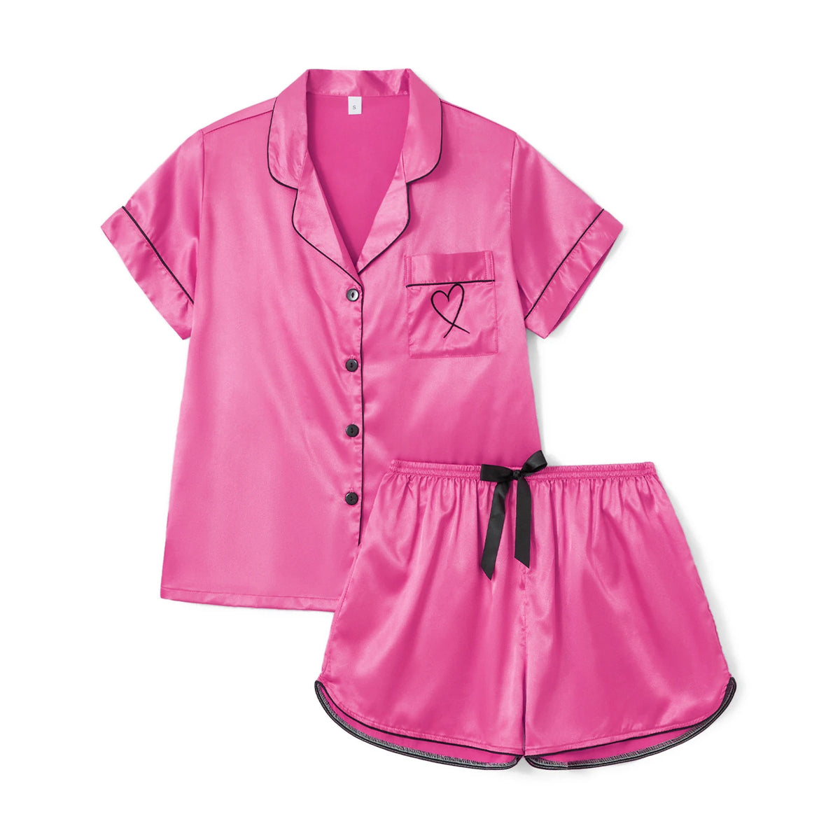 Satin Pajama Set for Women – Short Sleeve Sleepwear with Shorts