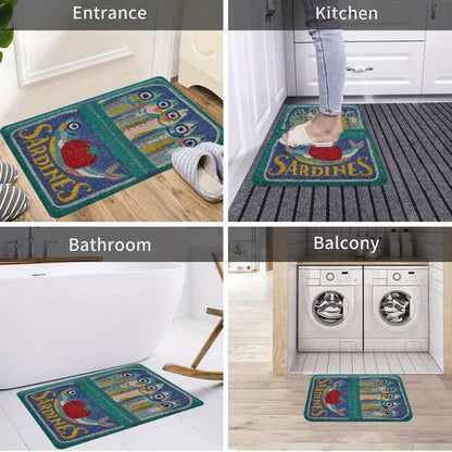 Sardines Welcome Door Mat – Soft Non-Slip Entryway Rug