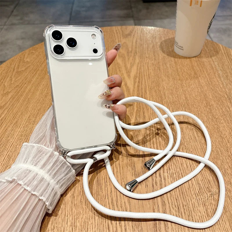 iPhone Crossbody Lanyard Case – Clear Shockproof Bumper Cover