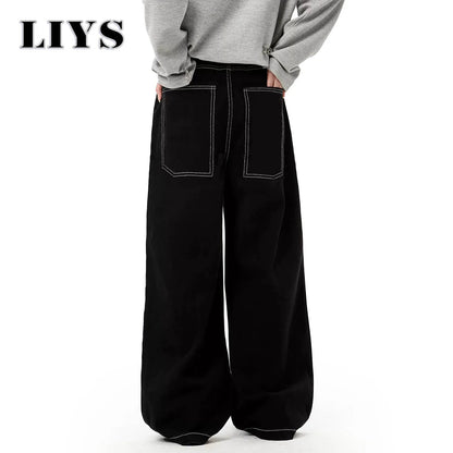 Black Baggy Wide Leg Jeans – Unisex Retro Denim Pants