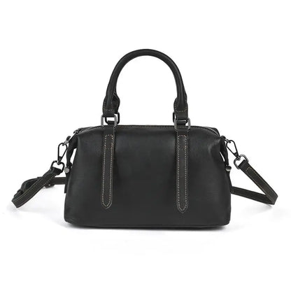 Genuine Leather Boston Bag – Women's Designer Shoulder Handbag
