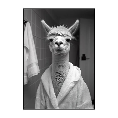 Funny Animal Bathroom Wall Art Poster – Quirky Wildlife in Bathrobe Print