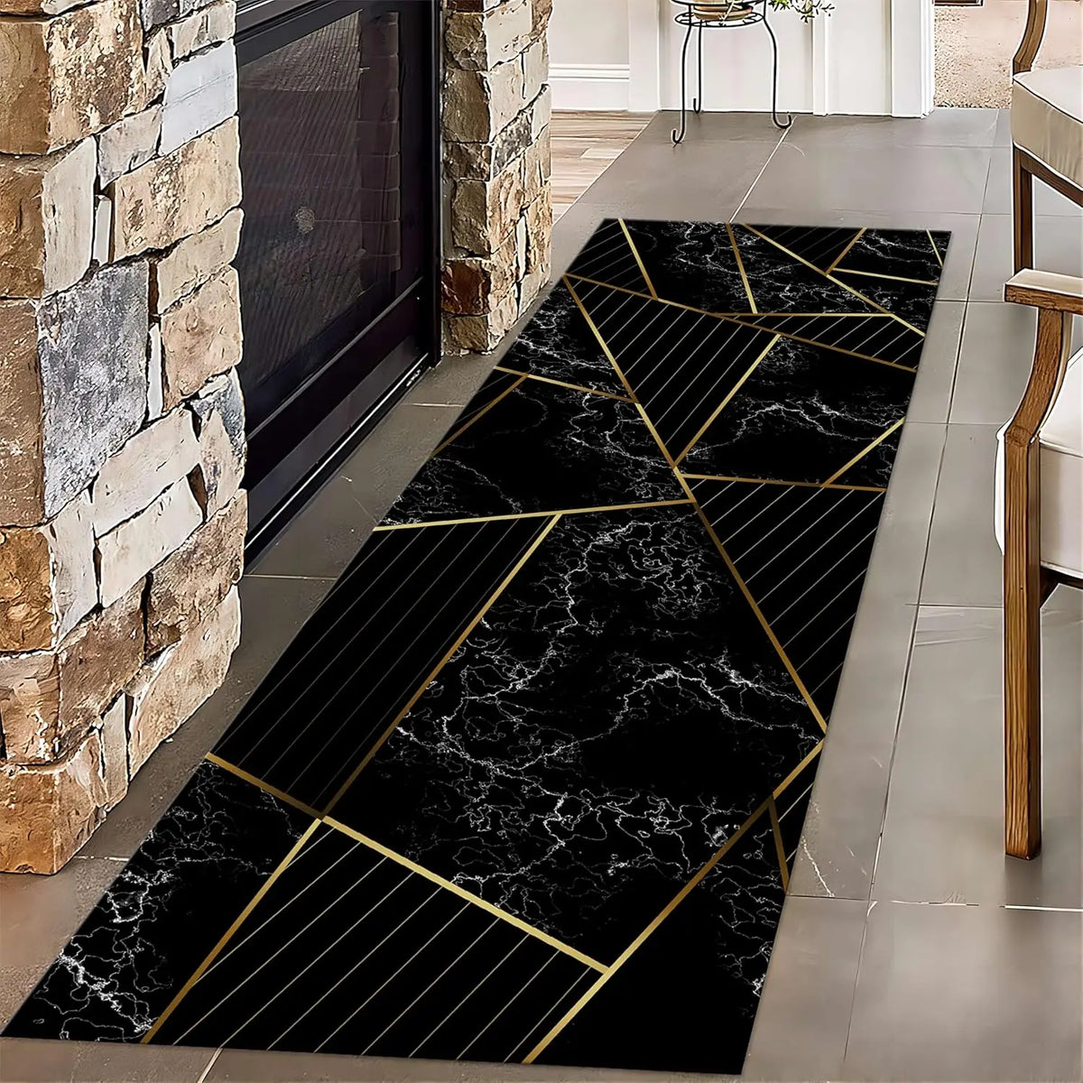Abstract Geometric Runner Rug – Non-Slip Hallway & Living Room Carpet