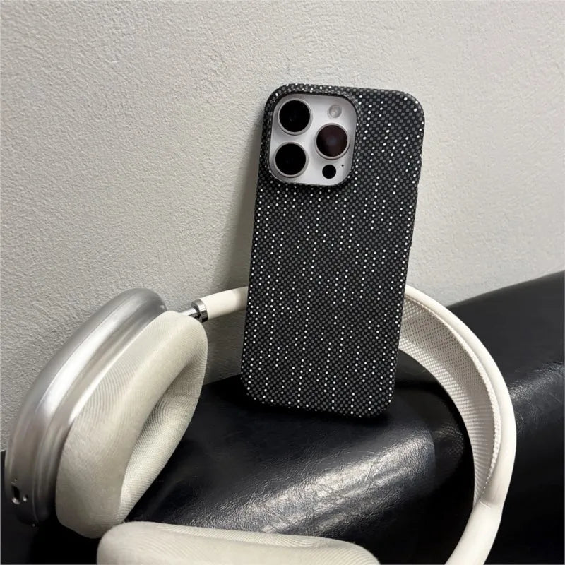 Carbon Fiber Glitter iPhone Case – Luxury Sparkle Cover