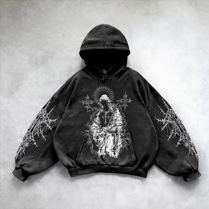 Gothic Angel Oversized Hoodie – Harajuku Streetwear Sweatshirt