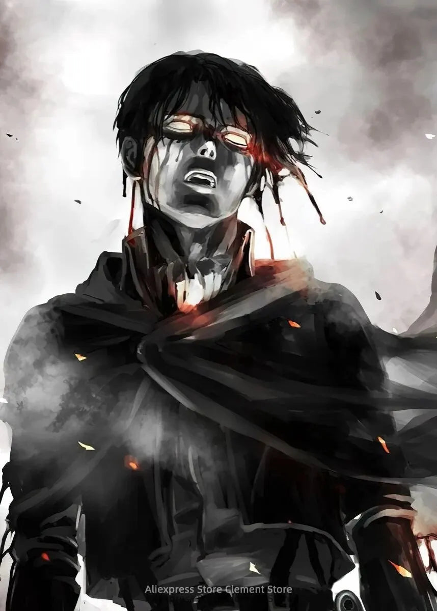 Attack on Titan Anime Wall Art Poster – Levi Ackerman & Eren Yeager Canvas Print