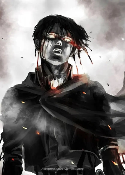 Attack on Titan Anime Wall Art Poster – Levi Ackerman & Eren Yeager Canvas Print