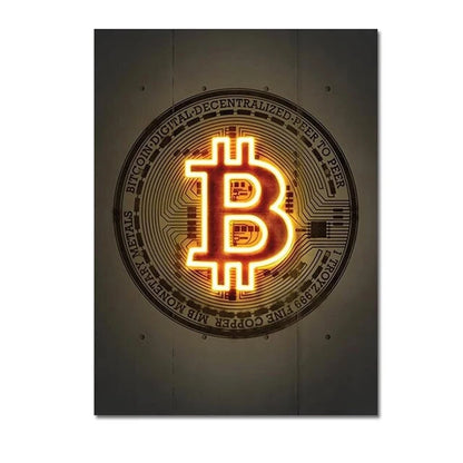 Neon Bull Canvas Wall Art Poster – Crypto Bitcoin Decor