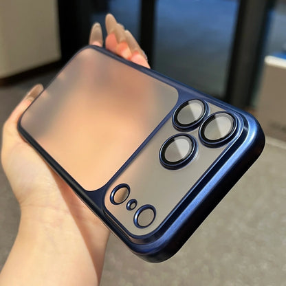 Luxury Matte Translucent iPhone Case with Electroplated Frame & Lens Protection