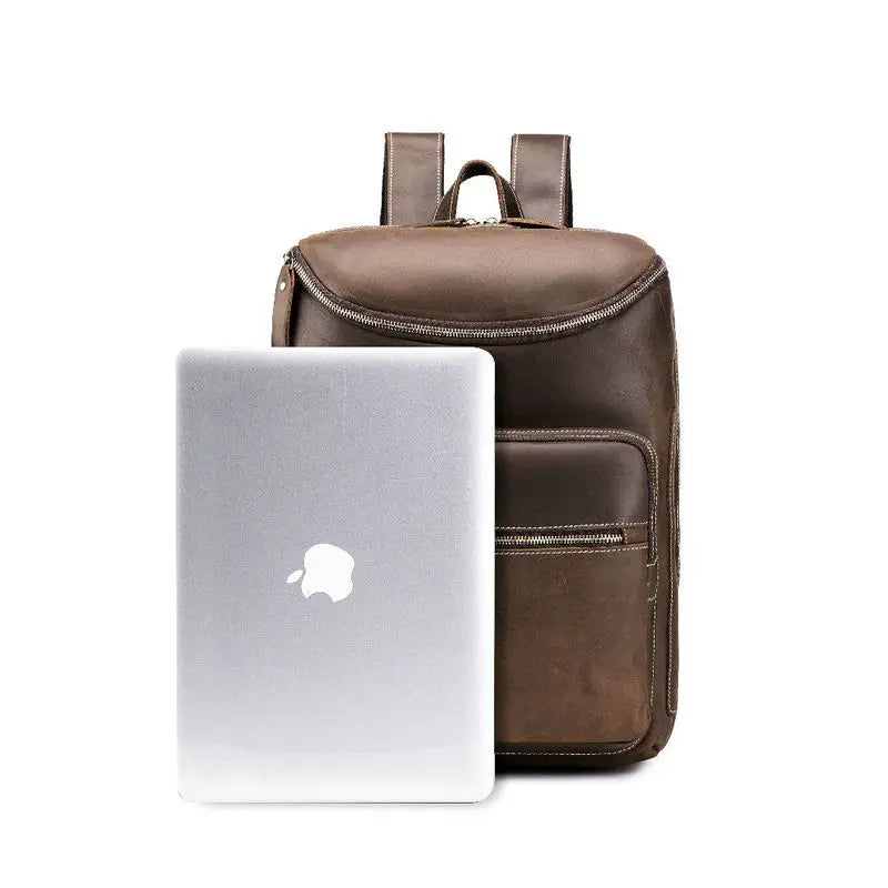 Genuine Leather Backpack – Men's Vintage 15.6" Laptop Bag