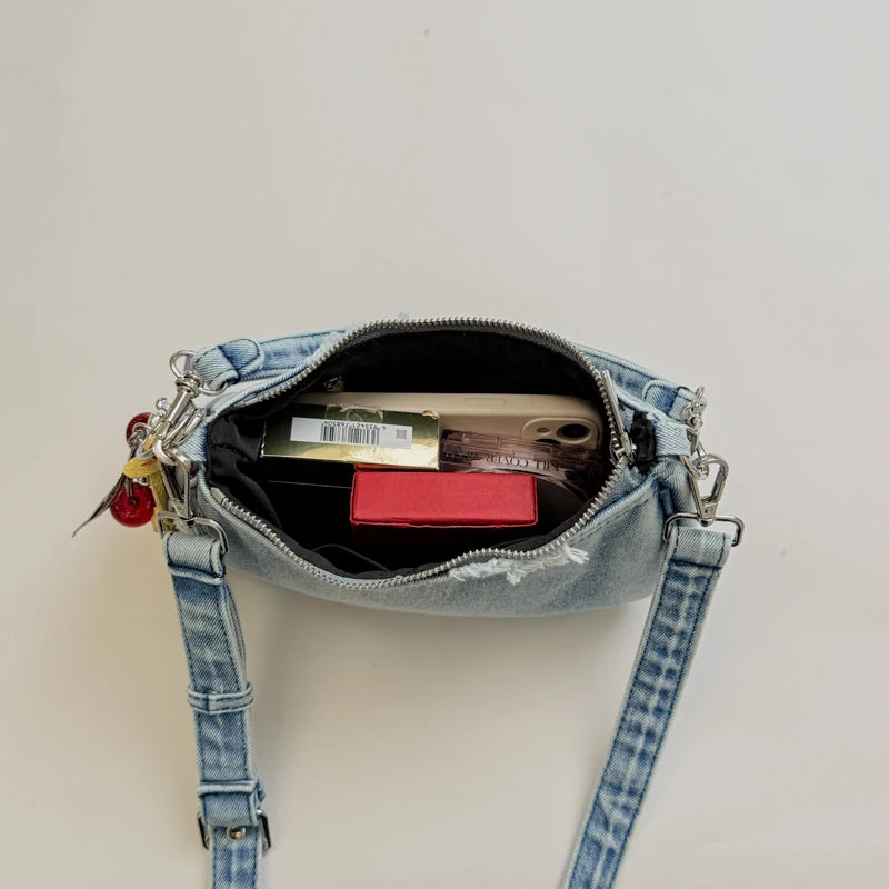 Retro Denim Shoulder Bag – Y2K Hobo Crossbody Handbag