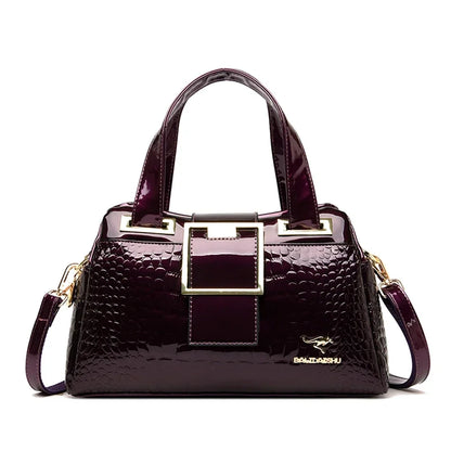 Luxury Patent Leather Tote Bag with Gold Hardware