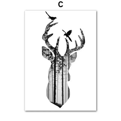 Black & White Floral Wall Art Print – Dandelion & Butterfly Poster